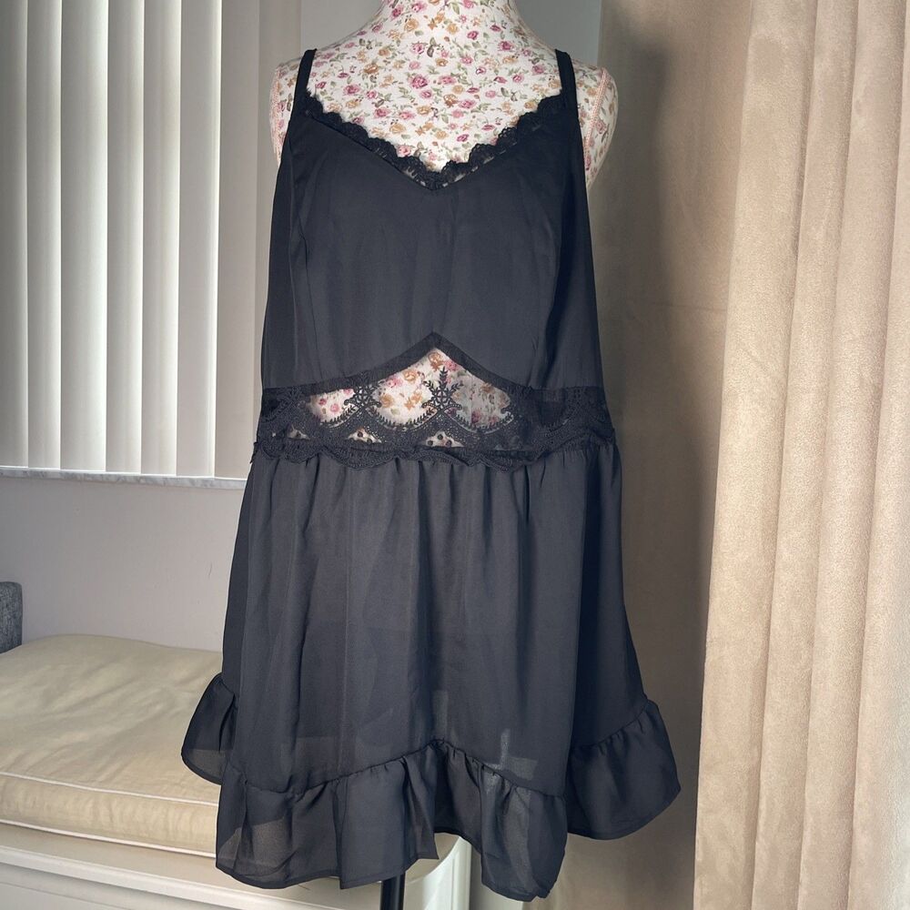 Bloomchic Black Babydoll negligee nightgown US 18 lingerie Sleepwear